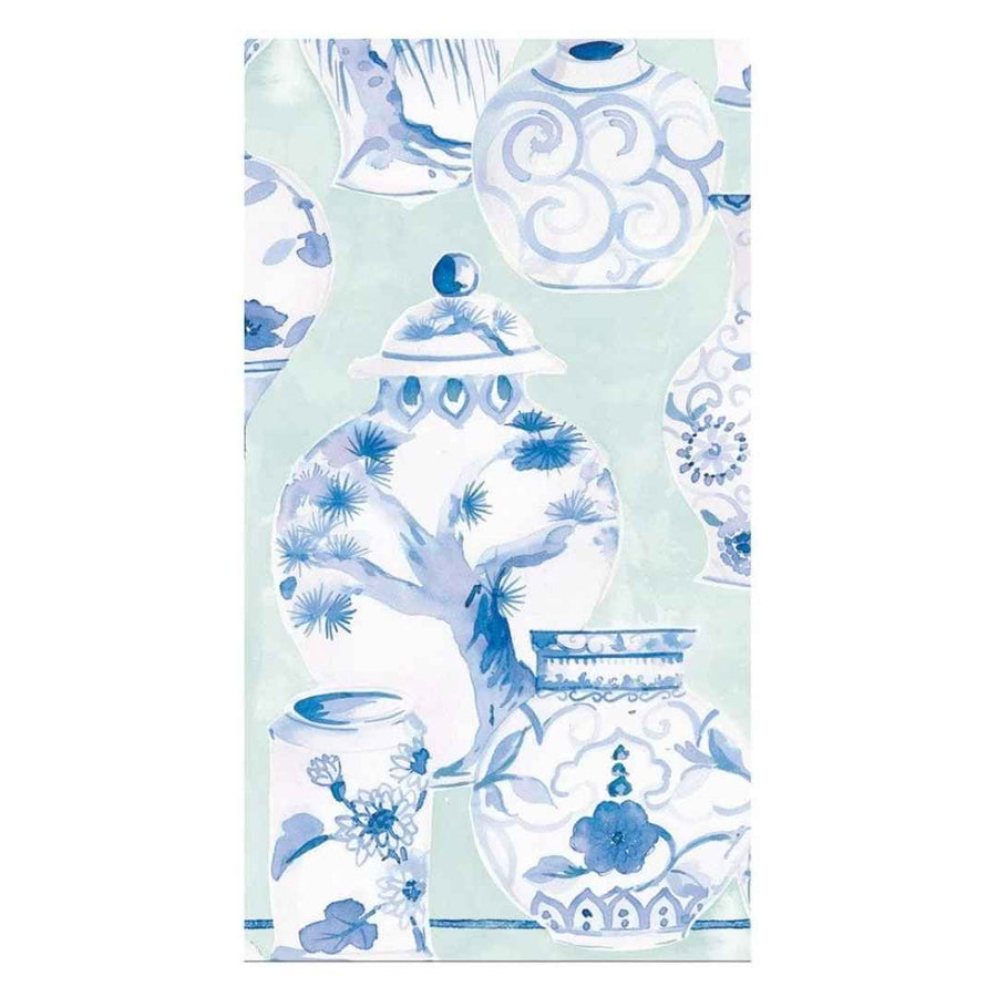GLAZED PORCELAIN CELADON LINEN GUEST TOWELS AIRLAID 12 IN - CASPARI - Compralo en CorinneRegalos.com
