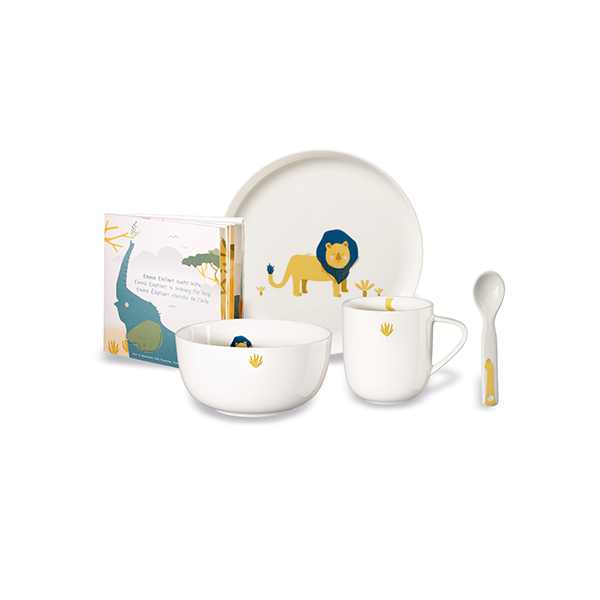 SET OF 5 PCS KIDS TABLEWARE LEO LION - ASA SELECTION - Compralo en CorinneRegalos.com