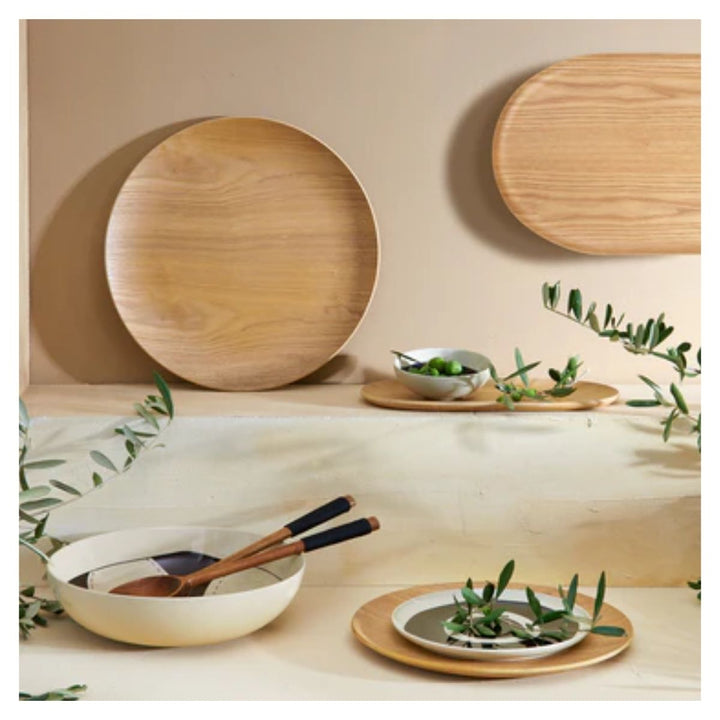 WOOD SALAD SERVERS WITH BLACK NYLON HANDLE 24 CM