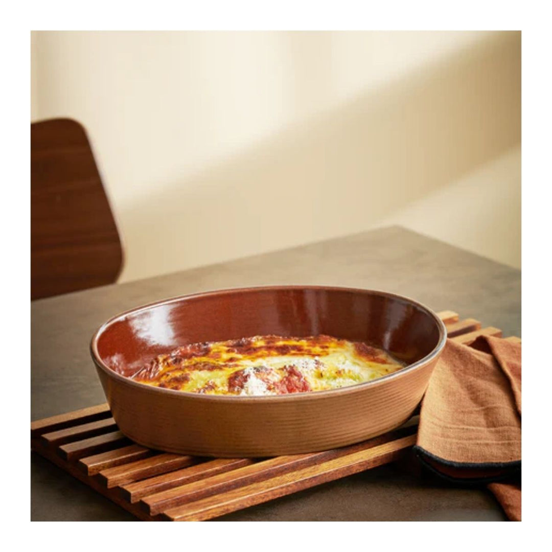 OVENPROOF DISH OVAL BROWN