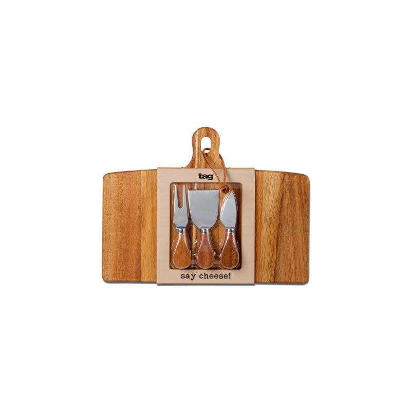 LONG ACACIA BOARD & CHEESE SET - TAG - Compralo en CorinneRegalos.com