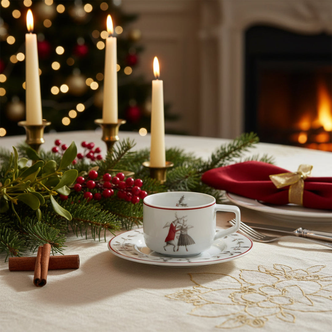 TAZA CAFÉ Y PLATILLO PARA BAILAR NOEL