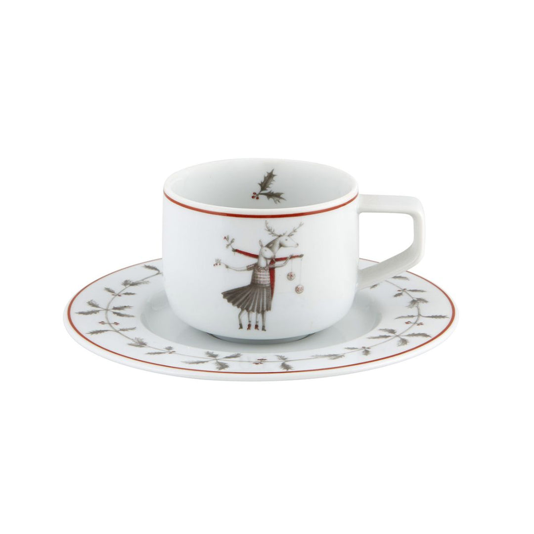 TAZA DE CAFÉ Y PLATILLO PARA VOLAR NOEL