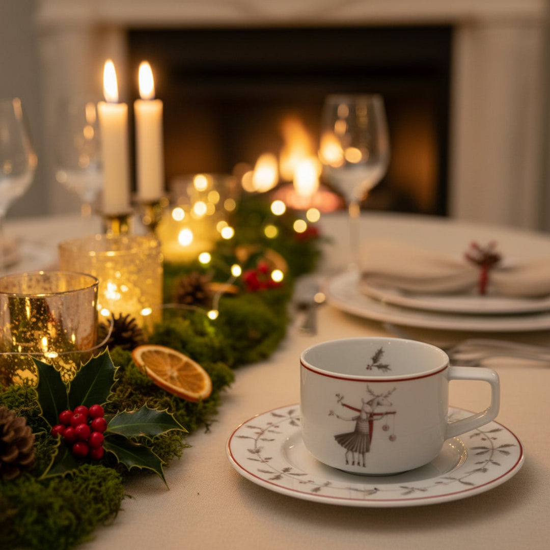 TAZA DE CAFÉ Y PLATILLO PARA VOLAR NOEL