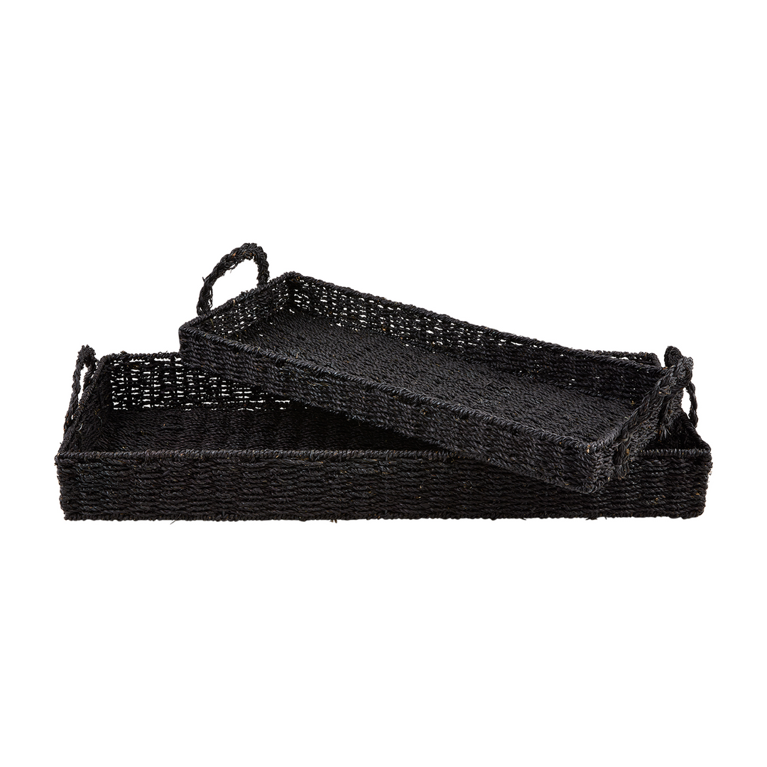 BLACK WOVEN TRAY SET - MUD PIE - Compralo en CorinneRegalos.com