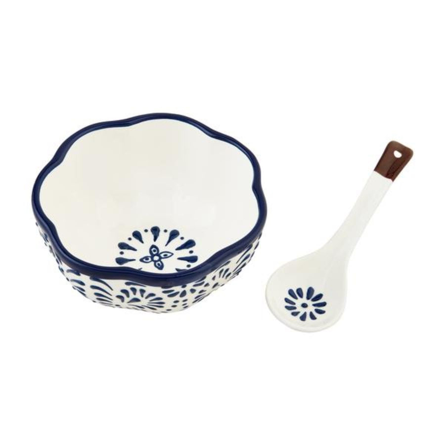 BLUE FLORAL SALSA BOWL SET - MUD PIE - Compralo en CorinneRegalos.com