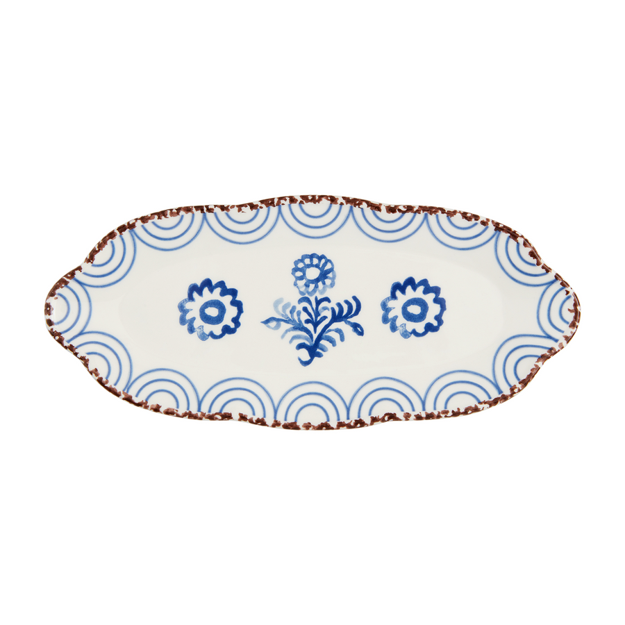 SINGLE BLUE FLORAL EVERYTHING PLATE - MUD PIE - Compralo en CorinneRegalos.com