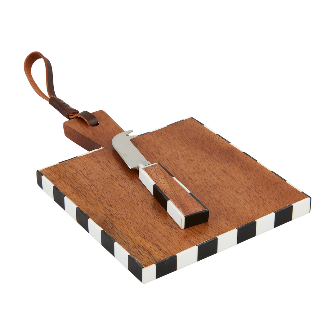 SQUARE MINI CHECKERED TRIM BOARD SET - MUD PIE - Compralo en CorinneRegalos.com