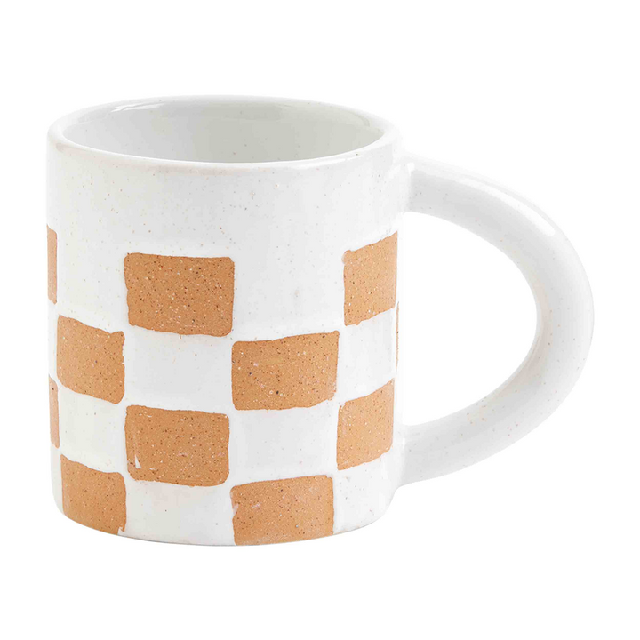 CHECK TERRACOTTA MUG - MUD PIE - Compralo en CorinneRegalos.com