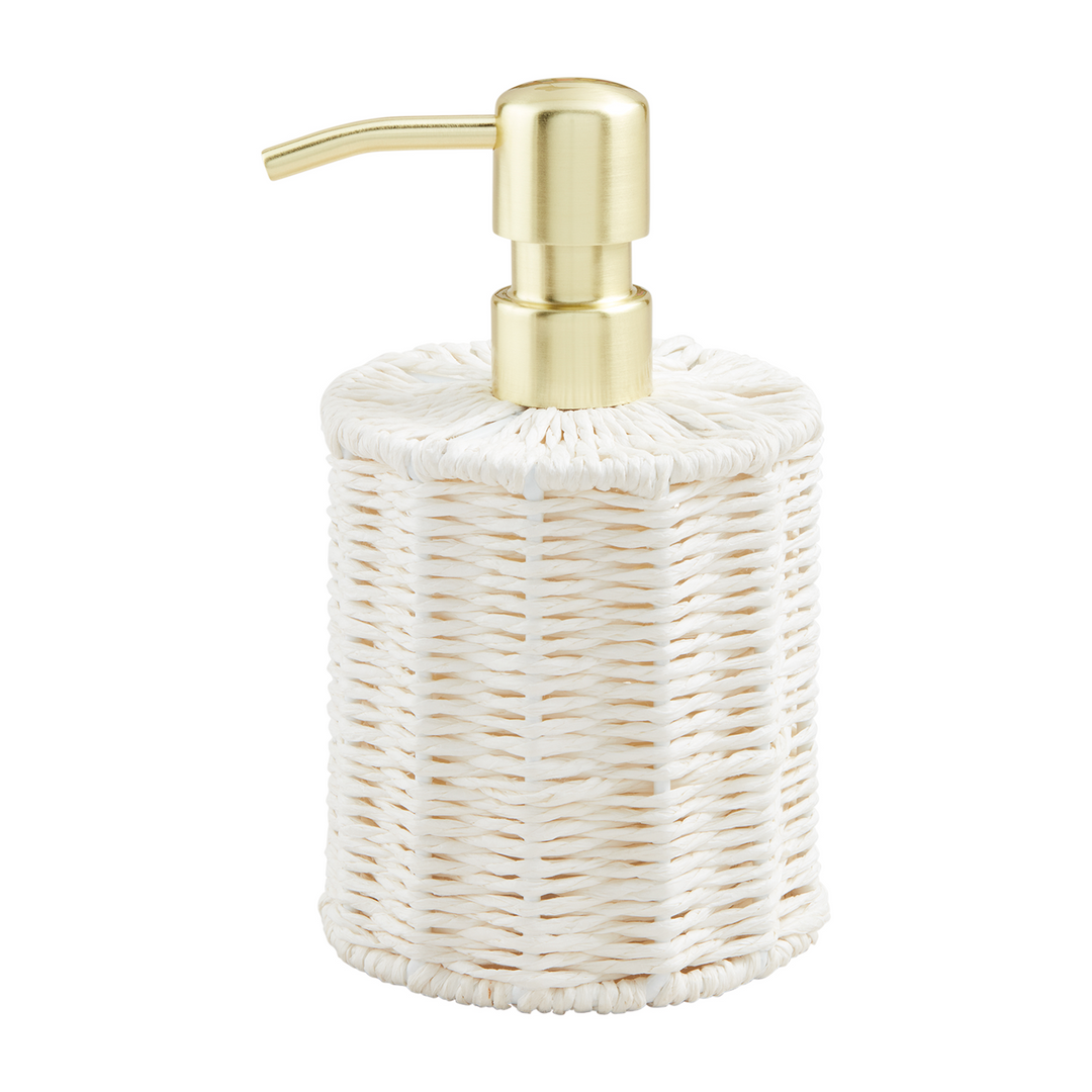 WHITE WOVEN SOAP PUMP - MUD PIE - Compralo en CorinneRegalos.com