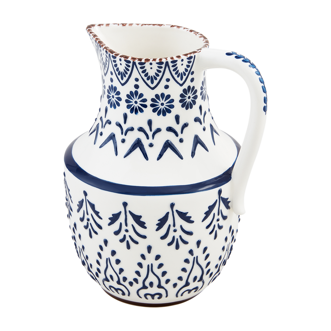 BLUE FLORAL PITCHER - MUD PIE - Compralo en CorinneRegalos.com