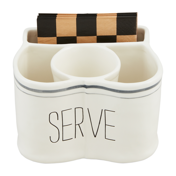 SERVE UTENSIL & NAPKIN CADDY SET - MUD PIE - Compralo en CorinneRegalos.com