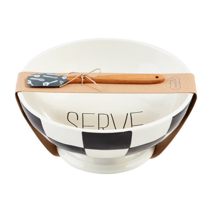 SERVE CHECKERED BOWL SET - MUD PIE - Compralo en CorinneRegalos.com