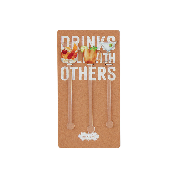 COCKTAIL STIRRER SET DRINKS WELL WITH OTHERS - MUD PIE - Compralo en CorinneRegalos.com