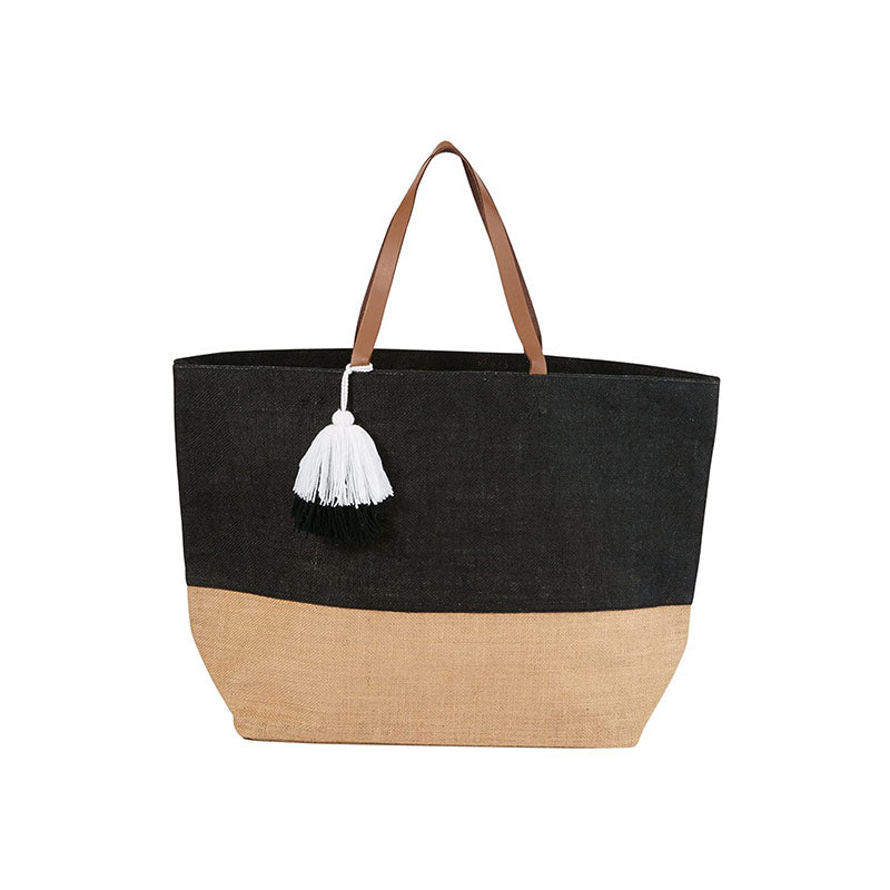 BOLSO NEGRO CON YUTE - MUD PIE - Compralo en CorinneRegalos.com