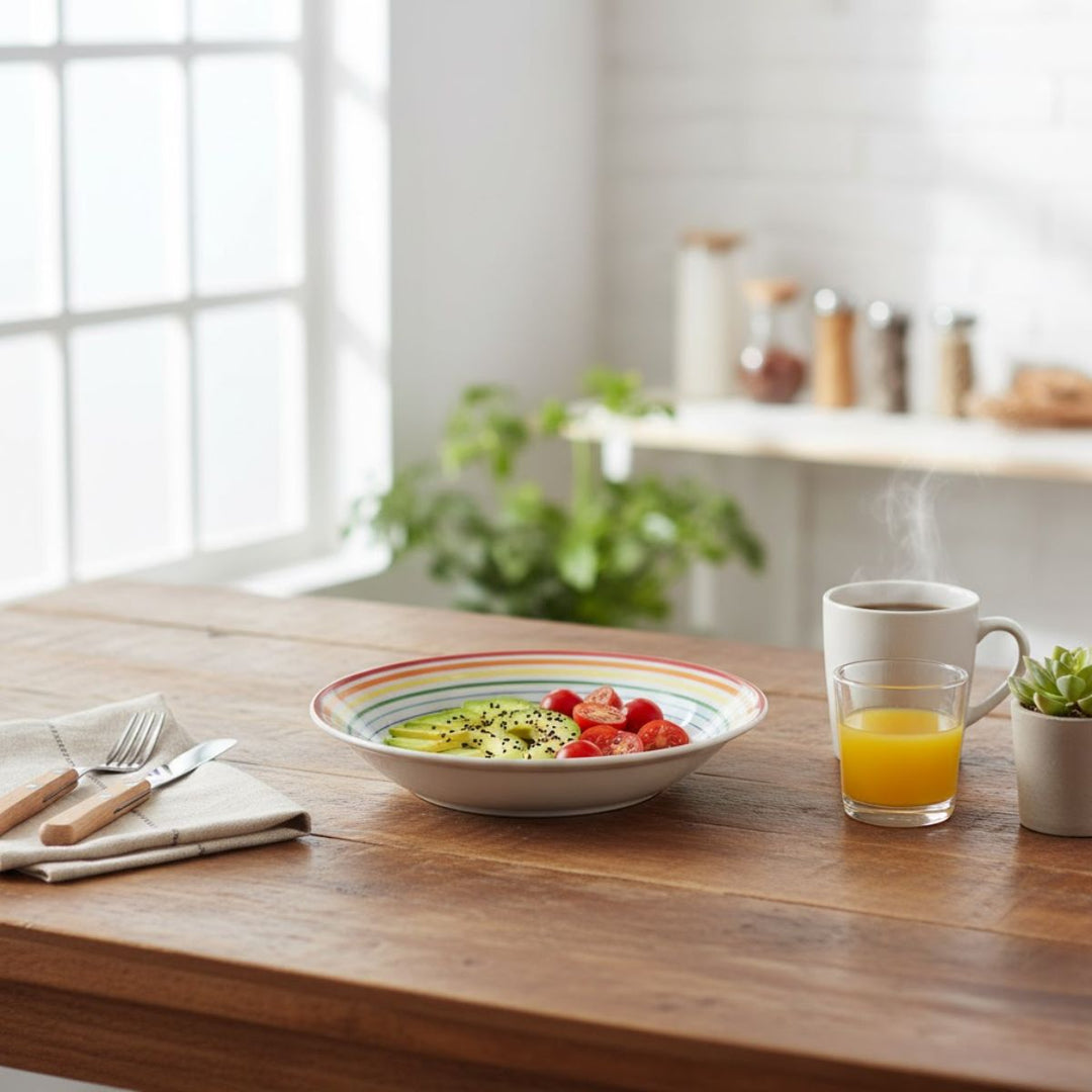 RIM PLATE 21CM DEEP 49700 TRIC COLOURS