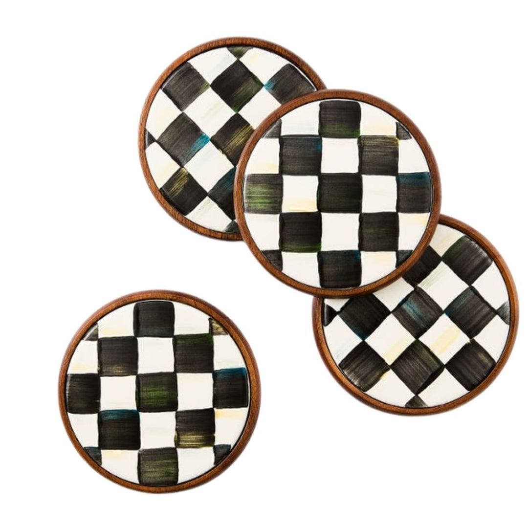 COURTLY CHECK ENAMEL COASTERS, SET OF 4 - MACKENZIE-CHILDS - Compralo en CorinneRegalos.com