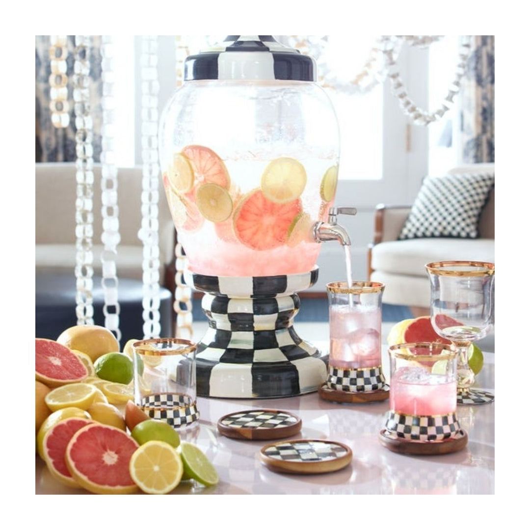 COURTLY CHECK ENAMEL COASTERS, SET OF 4