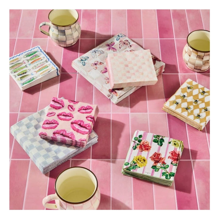 STERLING CHECK COCKTAIL PAPER NAPKINS