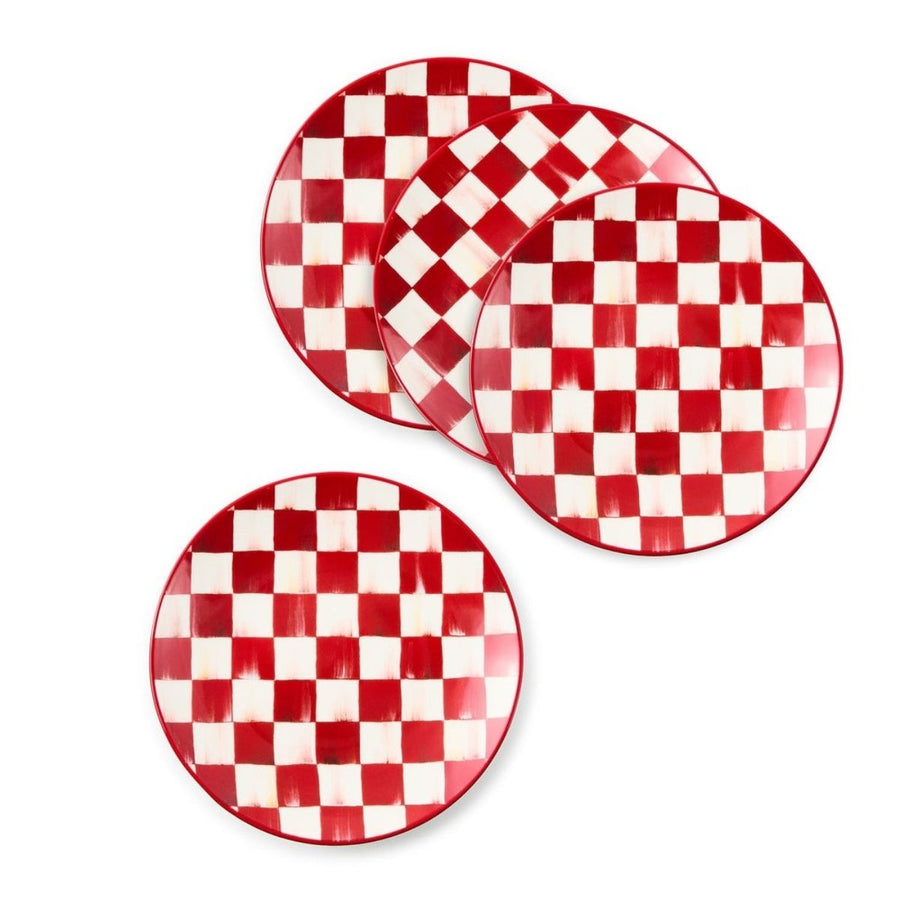 CHERRY CHECK SALAD PLATES, SET OF 4 - MACKENZIE-CHILDS - Compralo en CorinneRegalos.com