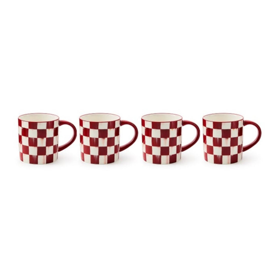 CHERRY CHECK MUGS, SET OF 4 - MACKENZIE-CHILDS - Compralo en CorinneRegalos.com