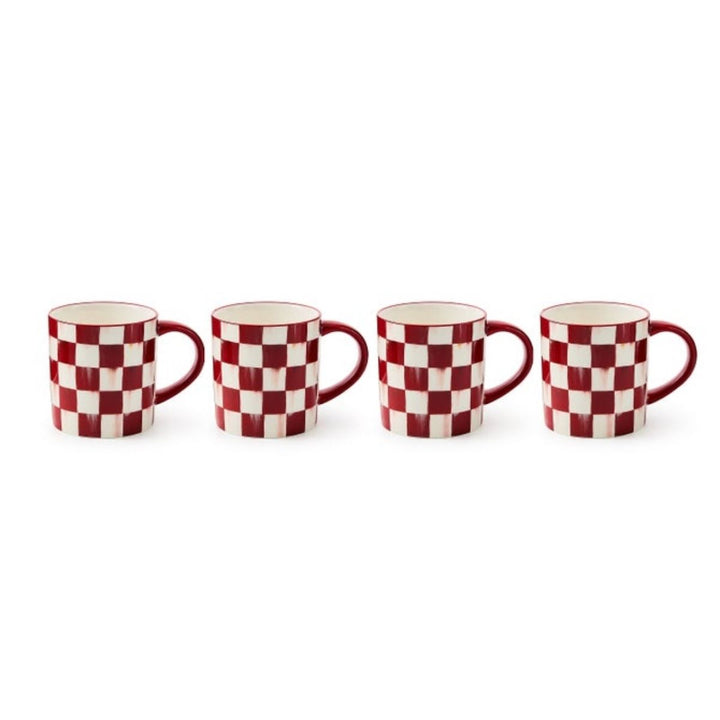 CHERRY CHECK MUGS, SET OF 4 - MACKENZIE-CHILDS - Compralo en CorinneRegalos.com