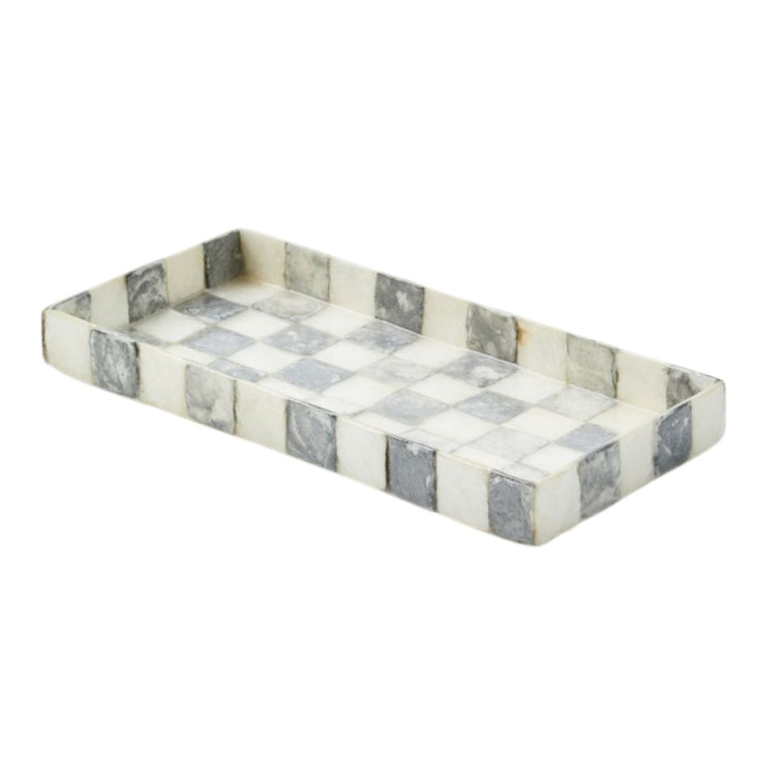 STERLING CHECK CAPIZ VANITY TRAY