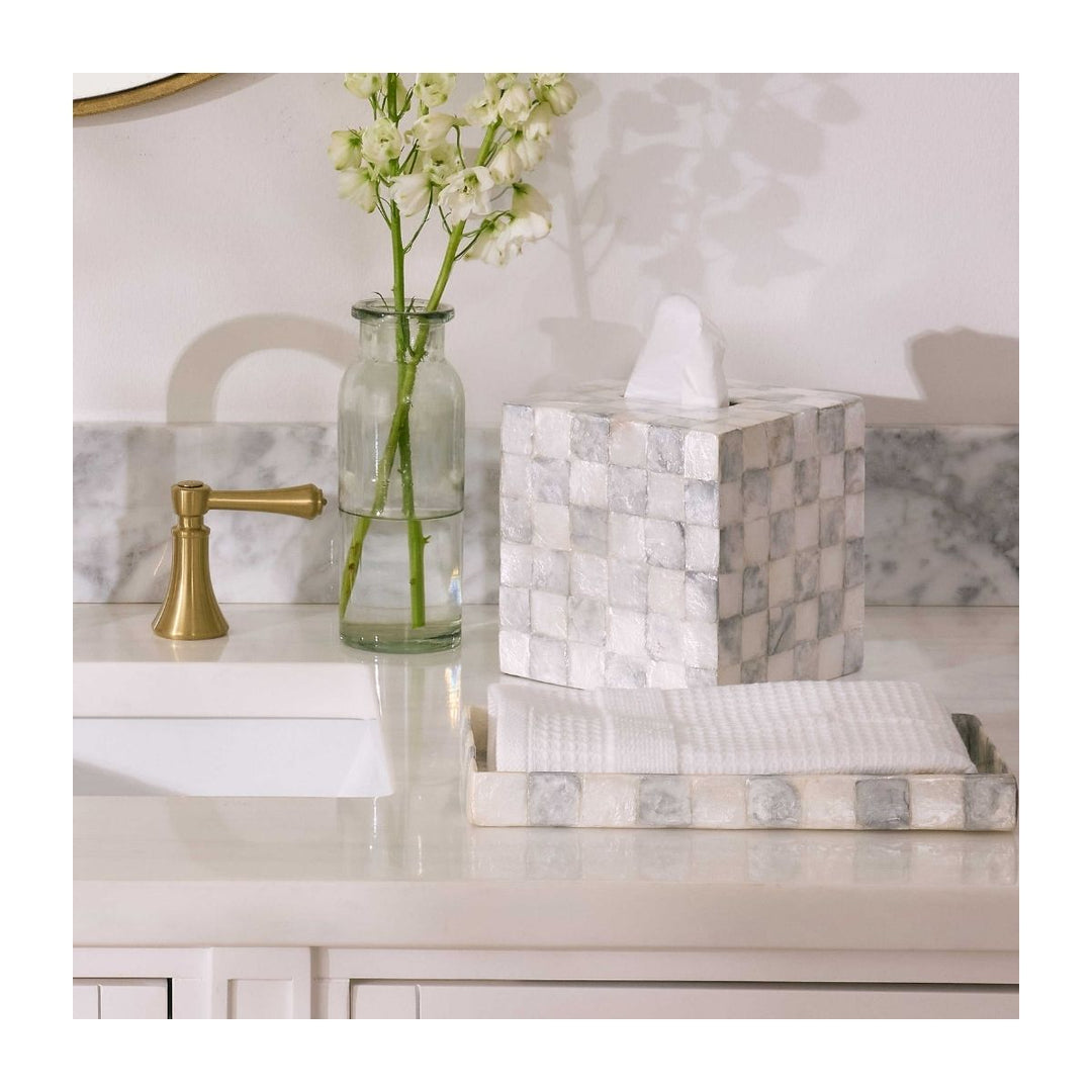 STERLING CHECK CAPIZ VANITY TRAY