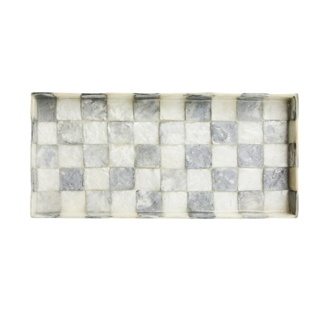 STERLING CHECK CAPIZ VANITY TRAY