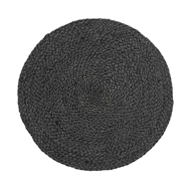 "15""Rnd Jute Place Mat, Black" - CREATIVE COOP - Compralo en CorinneRegalos.com