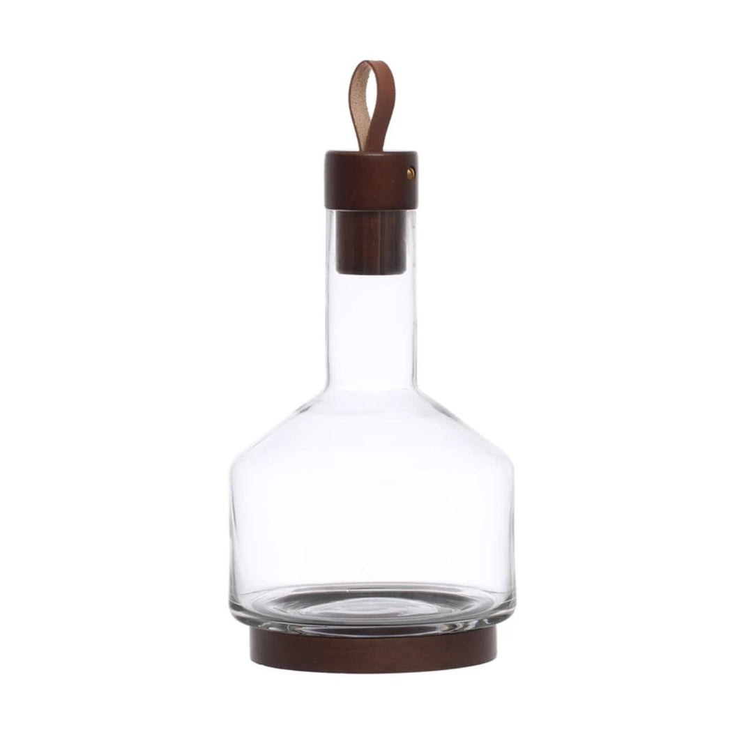 "10-1/2""H Glass Carafe w Wood Base" - CREATIVE COOP - Compralo en CorinneRegalos.com