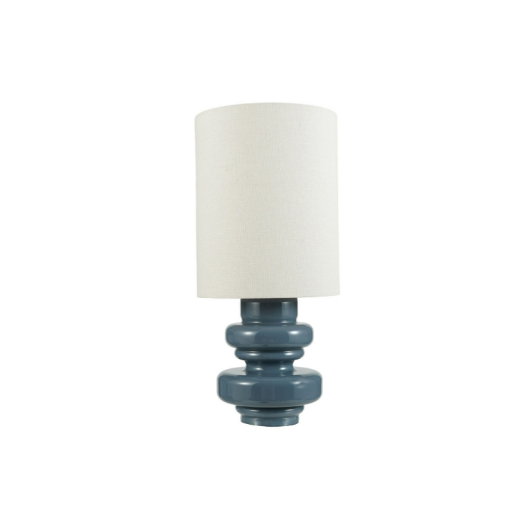 GLASS TABLE LAMP W LINEN SHADE - CREATIVE COOP - Compralo en CorinneRegalos.com