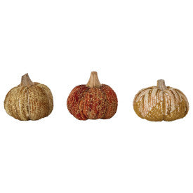 "4-3/4""Rd x 4""H Cotton & Fabric Chenille Pumpkin, 3 Styles" - CREATIVE COOP - Compralo en CorinneRegalos.com