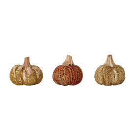 "3-1/2""Rd x 3""H Cotton & Fabric Chenille Pumpkin, 3 Styles" - CREATIVE COOP - Compralo en CorinneRegalos.com