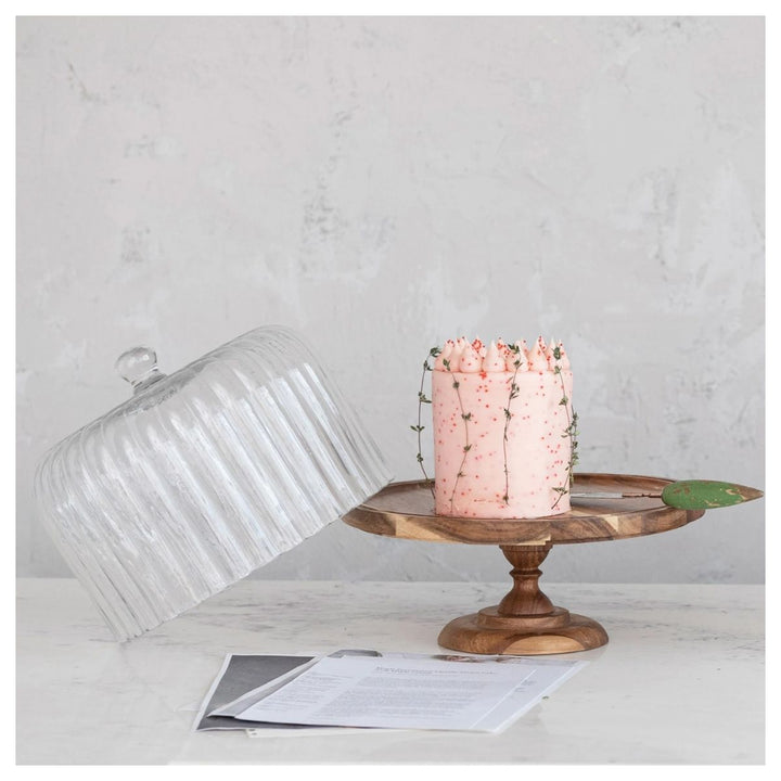 "S/2 13""H Glass Cake Stand w"