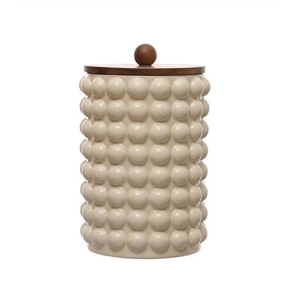 "10-1/2""H Stoneware Canister" - CREATIVE COOP - Compralo en CorinneRegalos.com