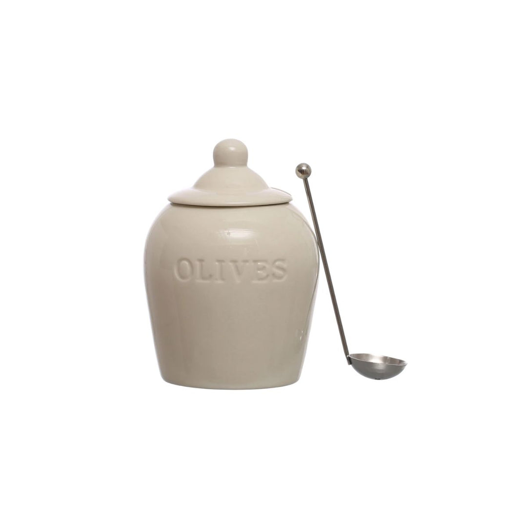 "S/2 5-3/4""H Stoneware Olive"