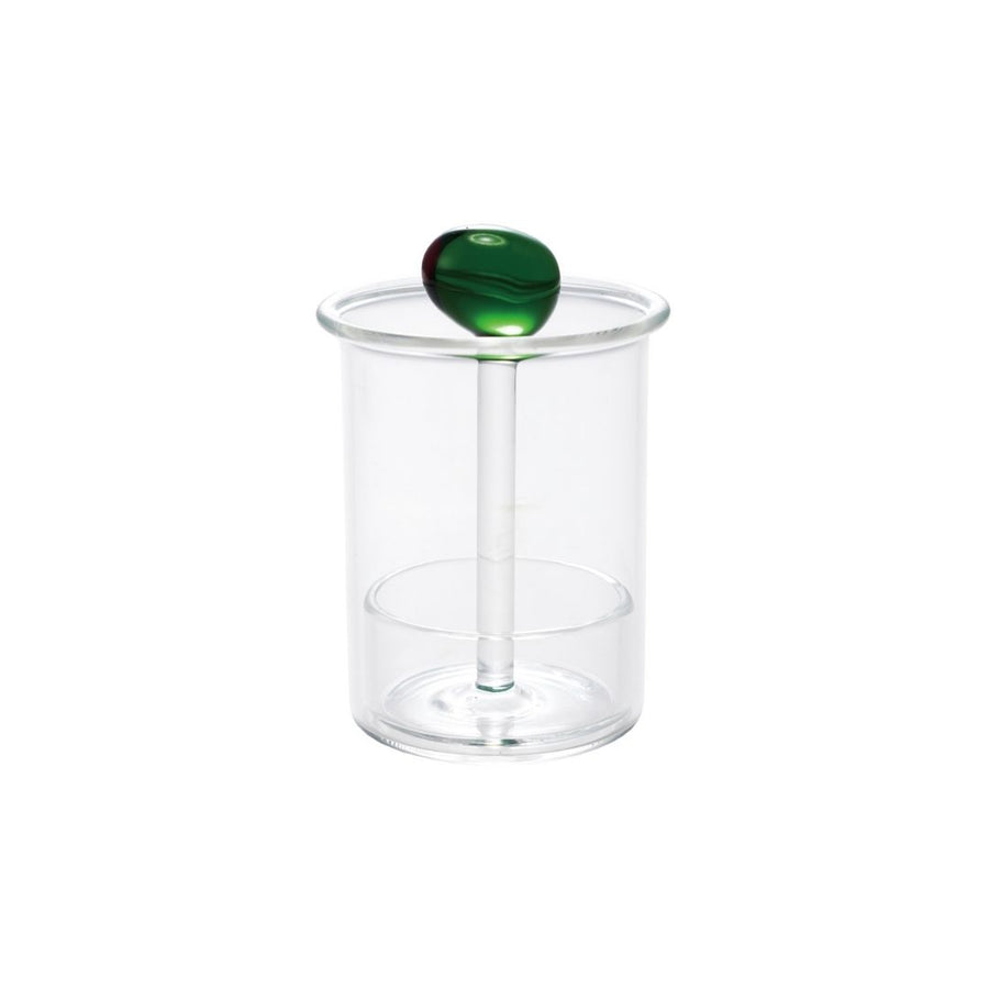 "2-1/2"" Rd Glass Toothpick Holder w Olive, Red & Green" - CREATIVE COOP - Compralo en CorinneRegalos.com