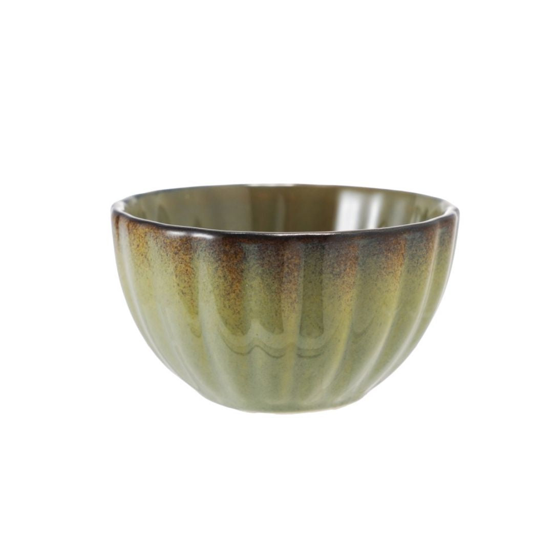 "3-1/2"" Rd x 2""H Stoneware Fluted Bowl Reactive Glaze, EOWV" - CREATIVE COOP - Compralo en CorinneRegalos.com