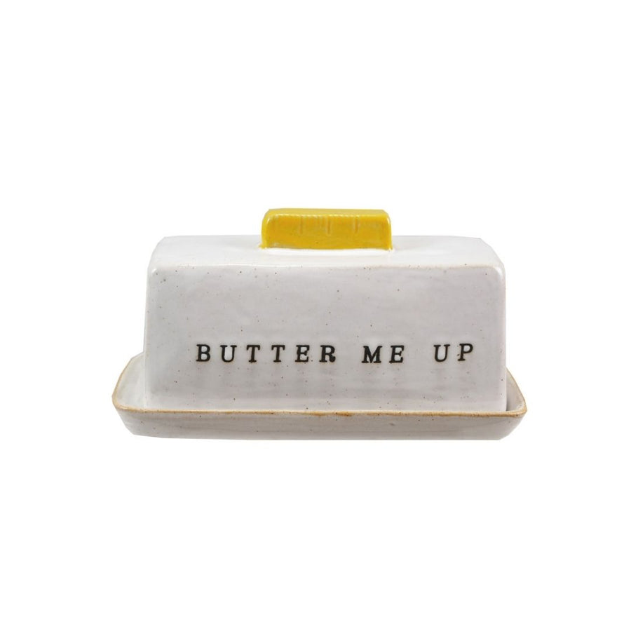 "3-1/2""H Stoneware Butter Dish W Butter Slice Handle, EOWV" - CREATIVE COOP - Compralo en CorinneRegalos.com
