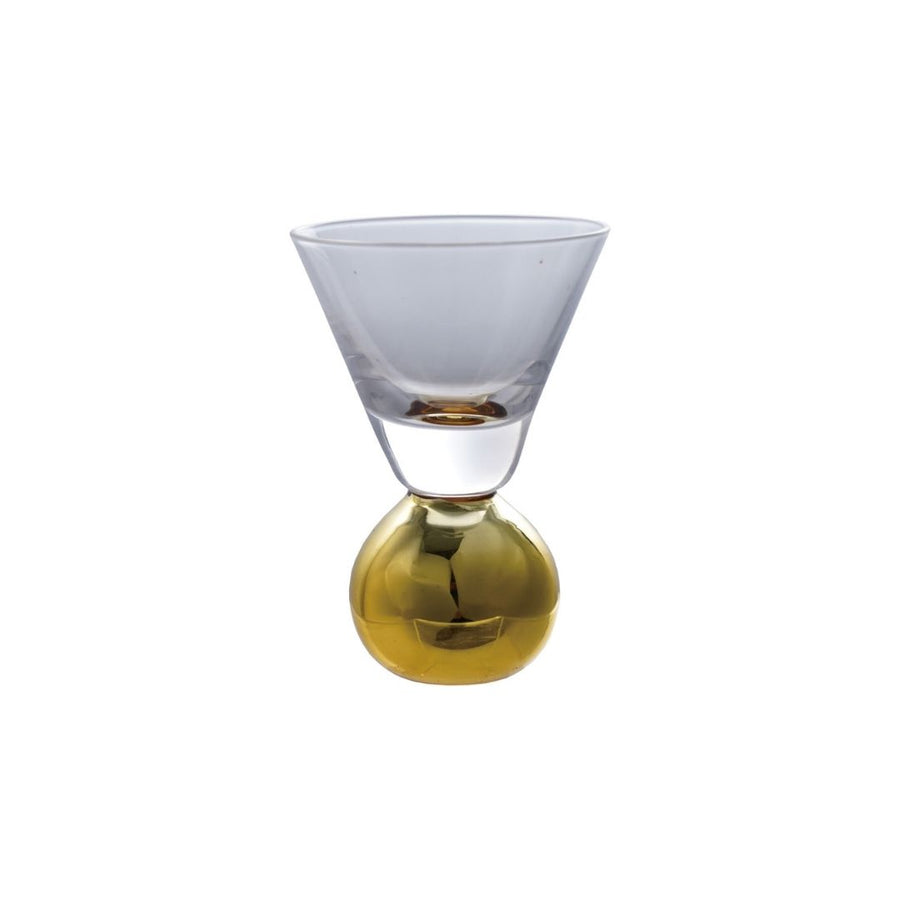 "2-1/4""Rdx3-1/2""H Shot Glass w Gold Electroplated Ball Stem" - CREATIVE COOP - Compralo en CorinneRegalos.com