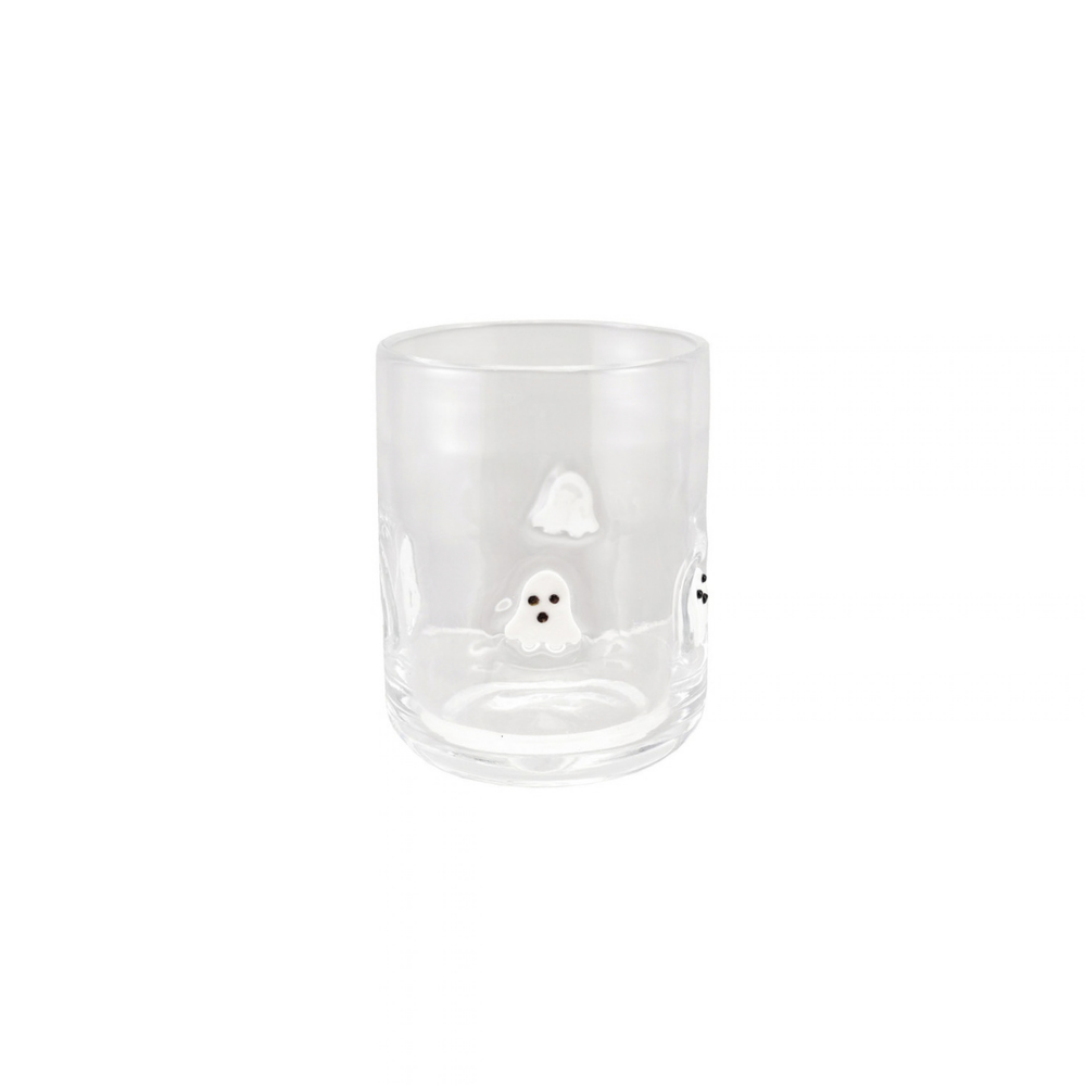 DRINKING GLASS W EMBEDDED GHOSTSWHITE & BLACK - CREATIVE COOP - Compralo en CorinneRegalos.com