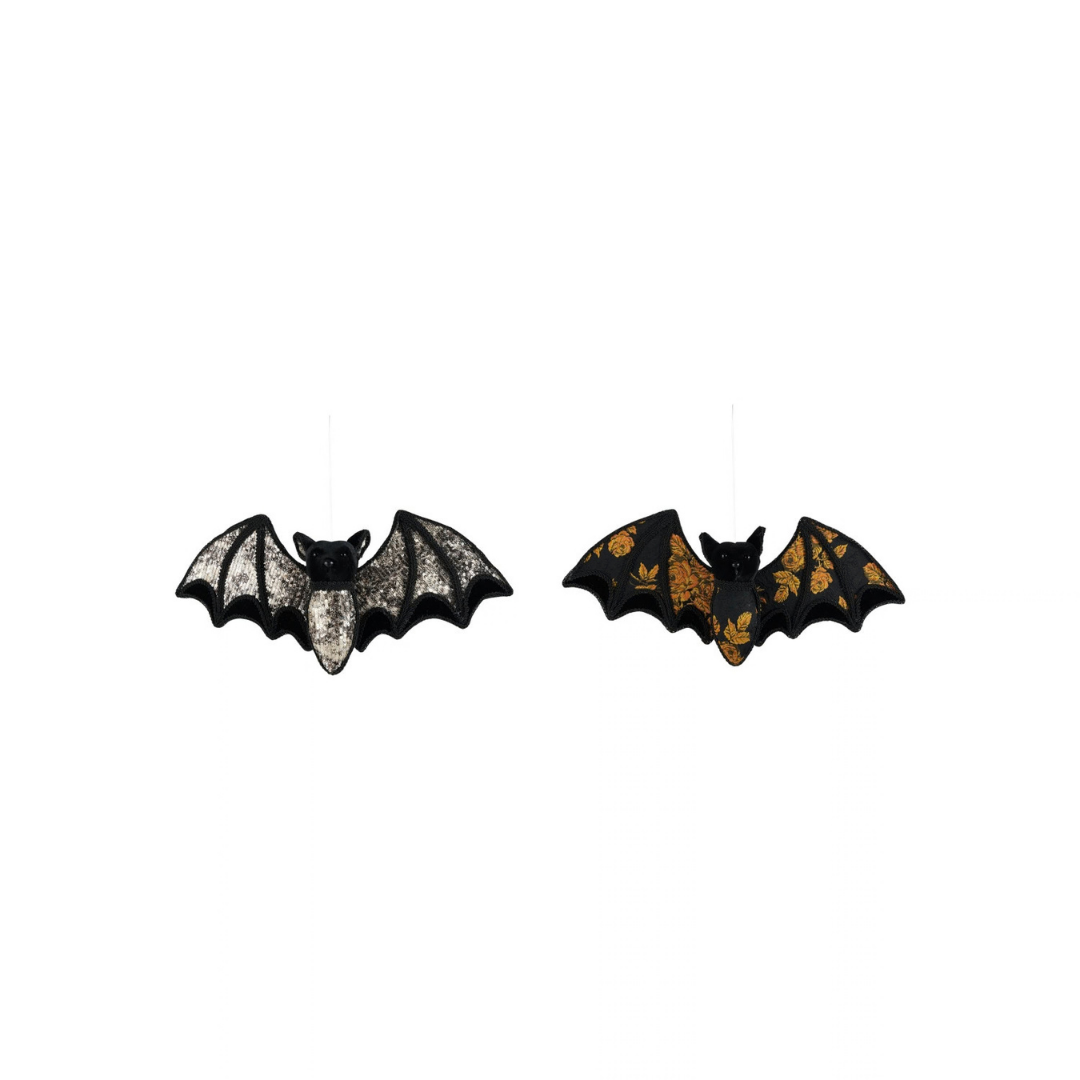 FOAM & FABRIC BAT W GLITTER/DAMASKPATTERN, 2 COLORS - CREATIVE COOP - Compralo en CorinneRegalos.com