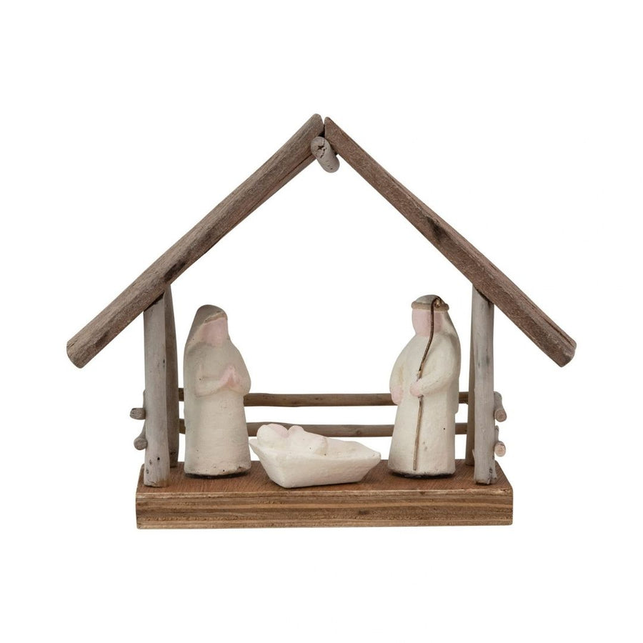 8-1/2"L X 7"H DRIFTWOODPAPER MACHE NATIVITY W BASE - CREATIVE COOP - Compralo en CorinneRegalos.com