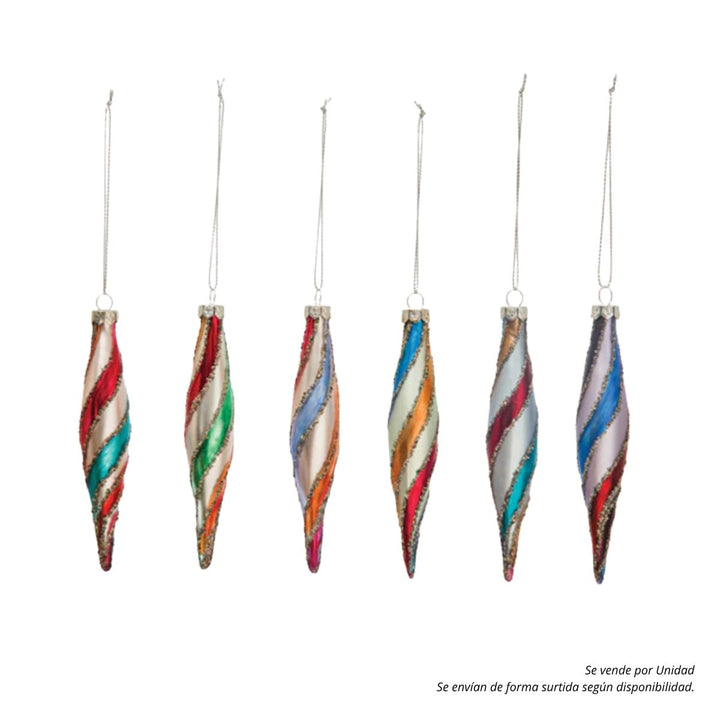 7H GLASS ORNAMENT W STRIPES &