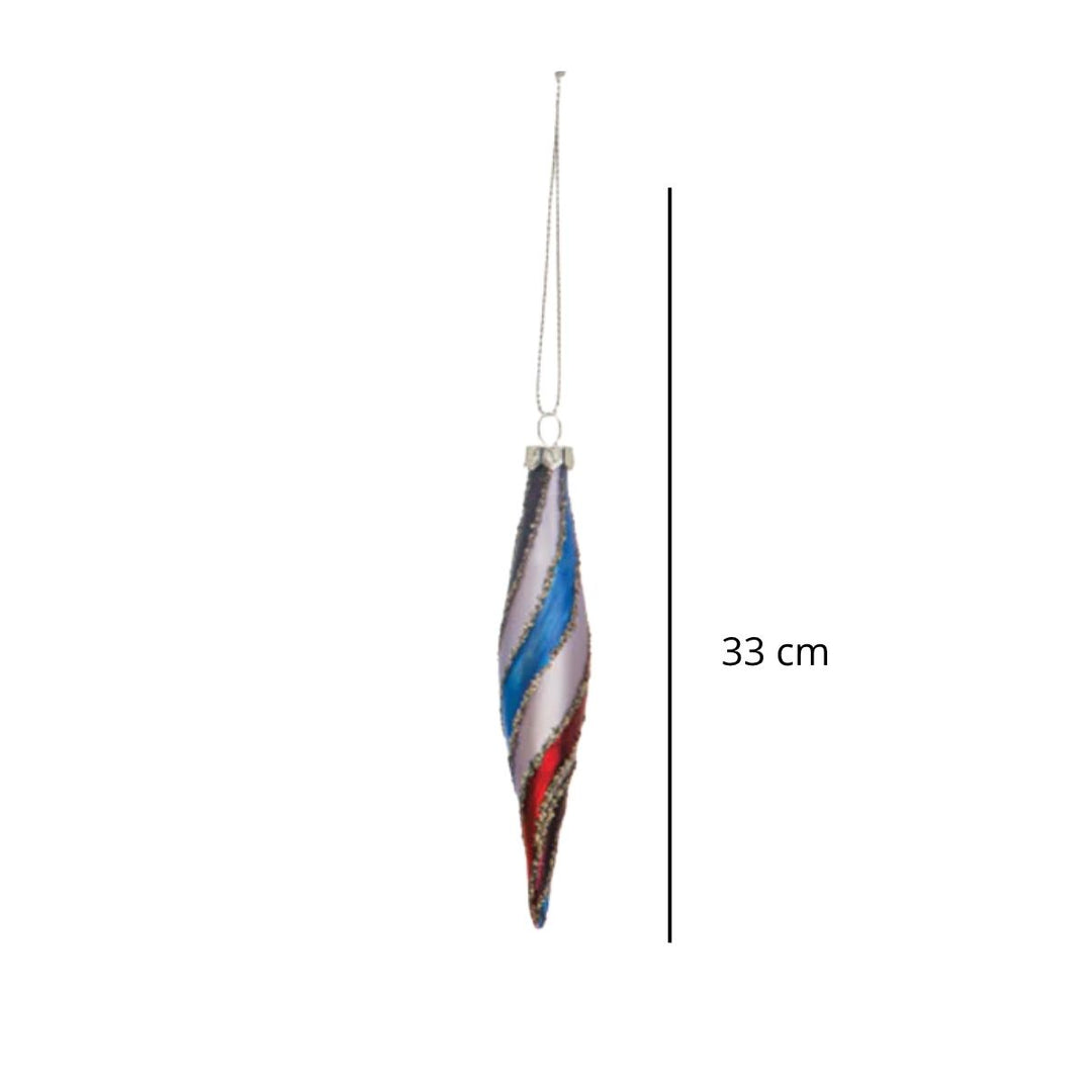 7H GLASS ORNAMENT W STRIPES &