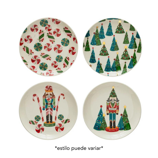 6  ROUND STONEWARE PLATE W - CREATIVE COOP - Compralo en CorinneRegalos.com