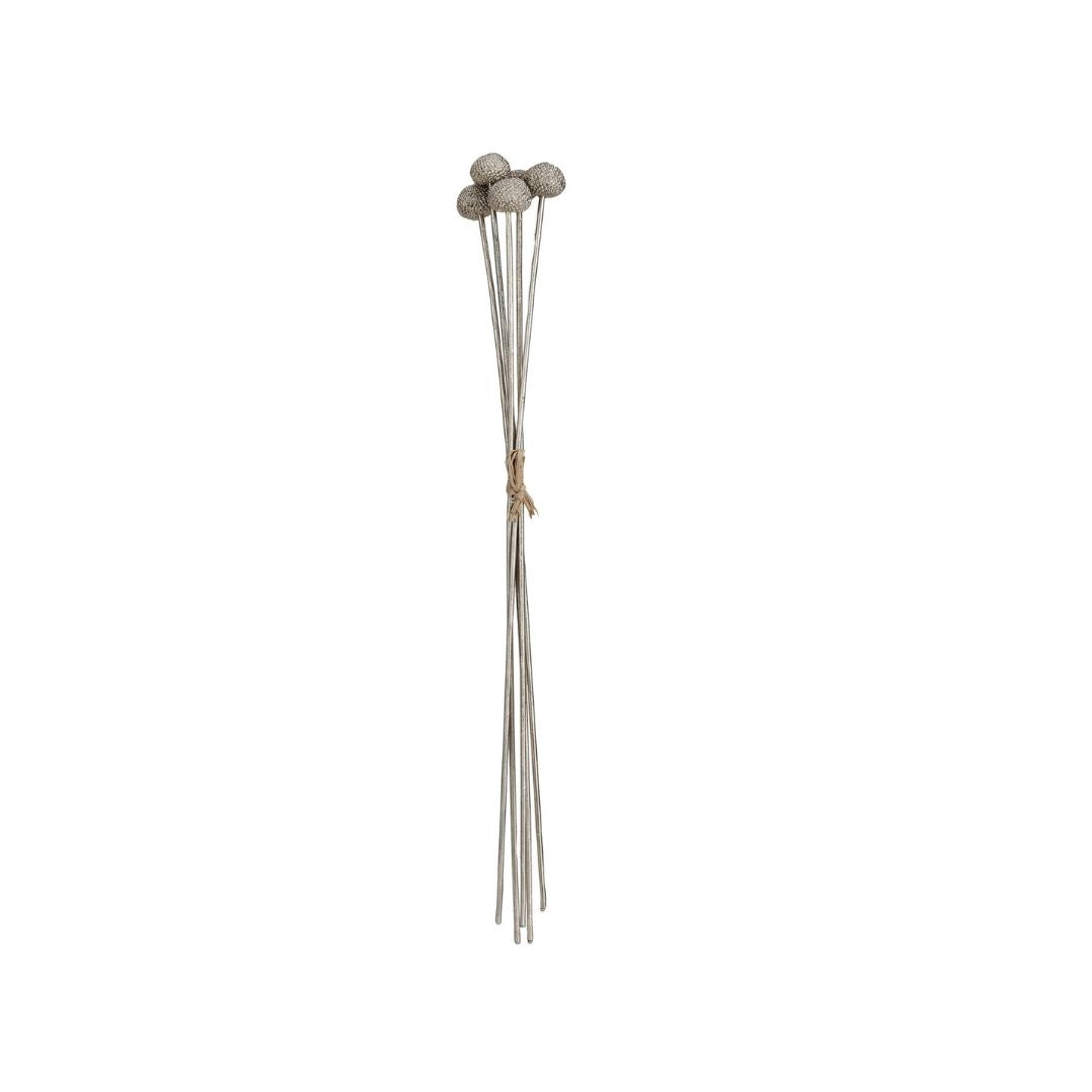 23"H FAUX FLOWER STEM BUNCH, SILVER COLOR (CONTAINS 5 PCS) - CREATIVE COOP - Compralo en CorinneRegalos.com