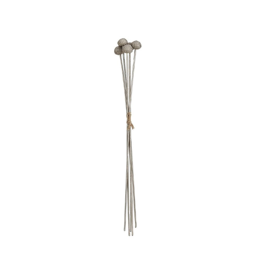 23"H FAUX FLOWER STEM BUNCH, SILVER COLOR (CONTAINS 5 PCS) - CREATIVE COOP - Compralo en CorinneRegalos.com