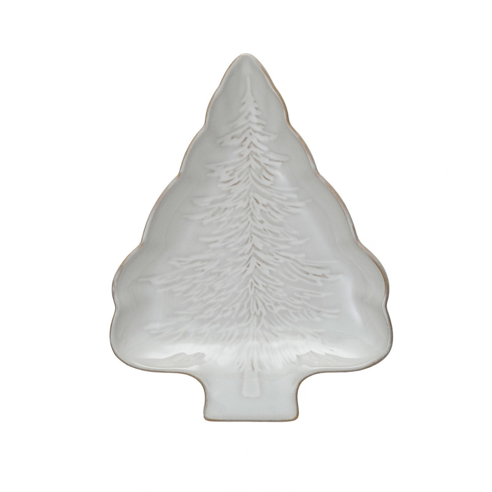 8-3/4"L X 6-3/4"W STONEWARETREE SHAPED PLATE W TREE - CREATIVE COOP - Compralo en CorinneRegalos.com